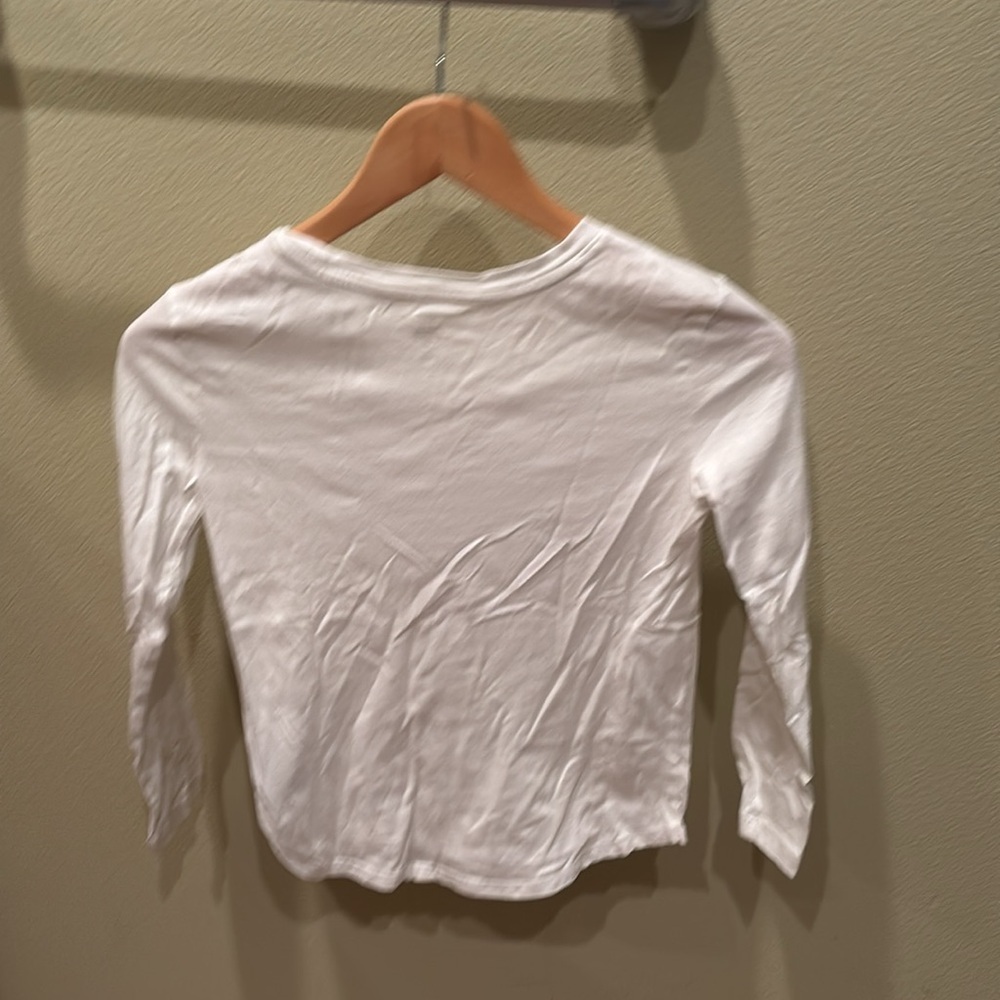 GAP White Long Sleeve Tee with Sequin Heart - Picture 6 of 8